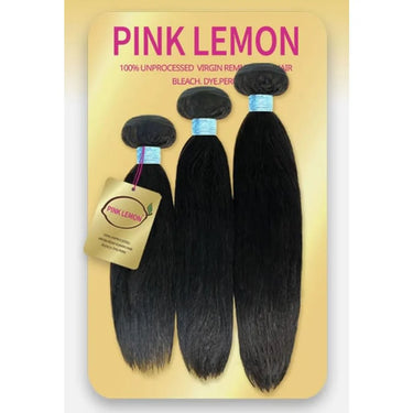 Pink Lemon 100% Unprocessed Virgin Remi Human Hair – Straight 3 Bundle Pack (15A Grade) - ANNS BEAUTY SUPPLY